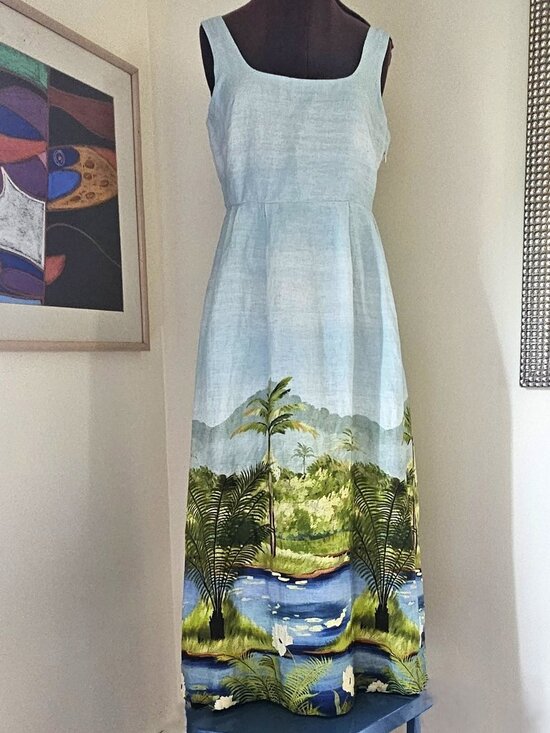 Calypso St. Barth Dresses & Skirts - Calypso St. Barth blue 100% cotton maxi dress w/pockets, lined, US6/Euro36 NEW